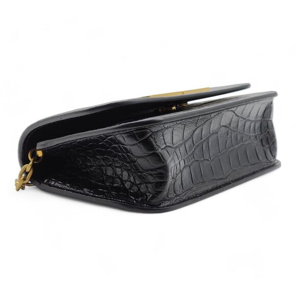 Balenciaga Gossip Wallet On Chain WOC Bag - Croc Embossed Calf Leather - Black - Picture 5 of 12